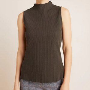 Anthropologie Erin + Ali Tenley Black Mock Neck Ribbed Tank Size Small NWT